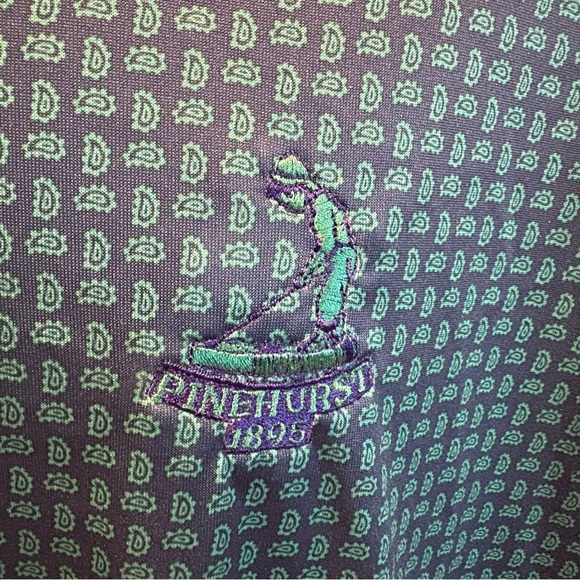Pinehurst Country club men’s golf polo. Sharp teal‎ & blue print with logo. XL - Picture 2 of 6